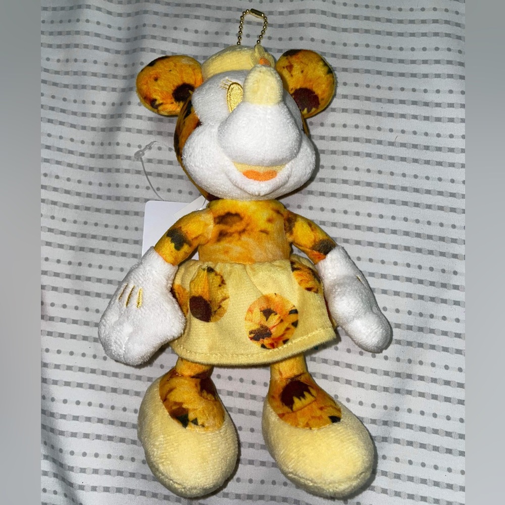 Tokyo Disney Store Yellow Floral Minnie Plushie Keychain